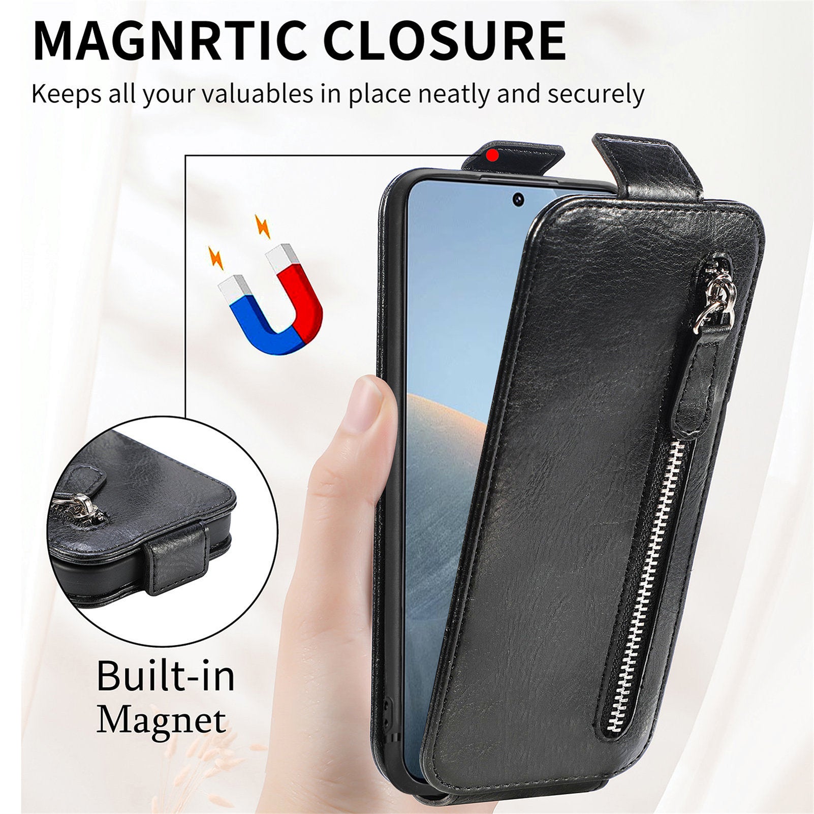 For Xiaomi Redmi K70E 5G / Poco X6 Pro 5G Case Vertical Flip Zipper TPU+PU Leather Phone Cover For Xiaomi Redmi K70E 5G / Poco X6 Pro 5G Case Vertical Flip Zipper TPU+PU Leather Phone Cover